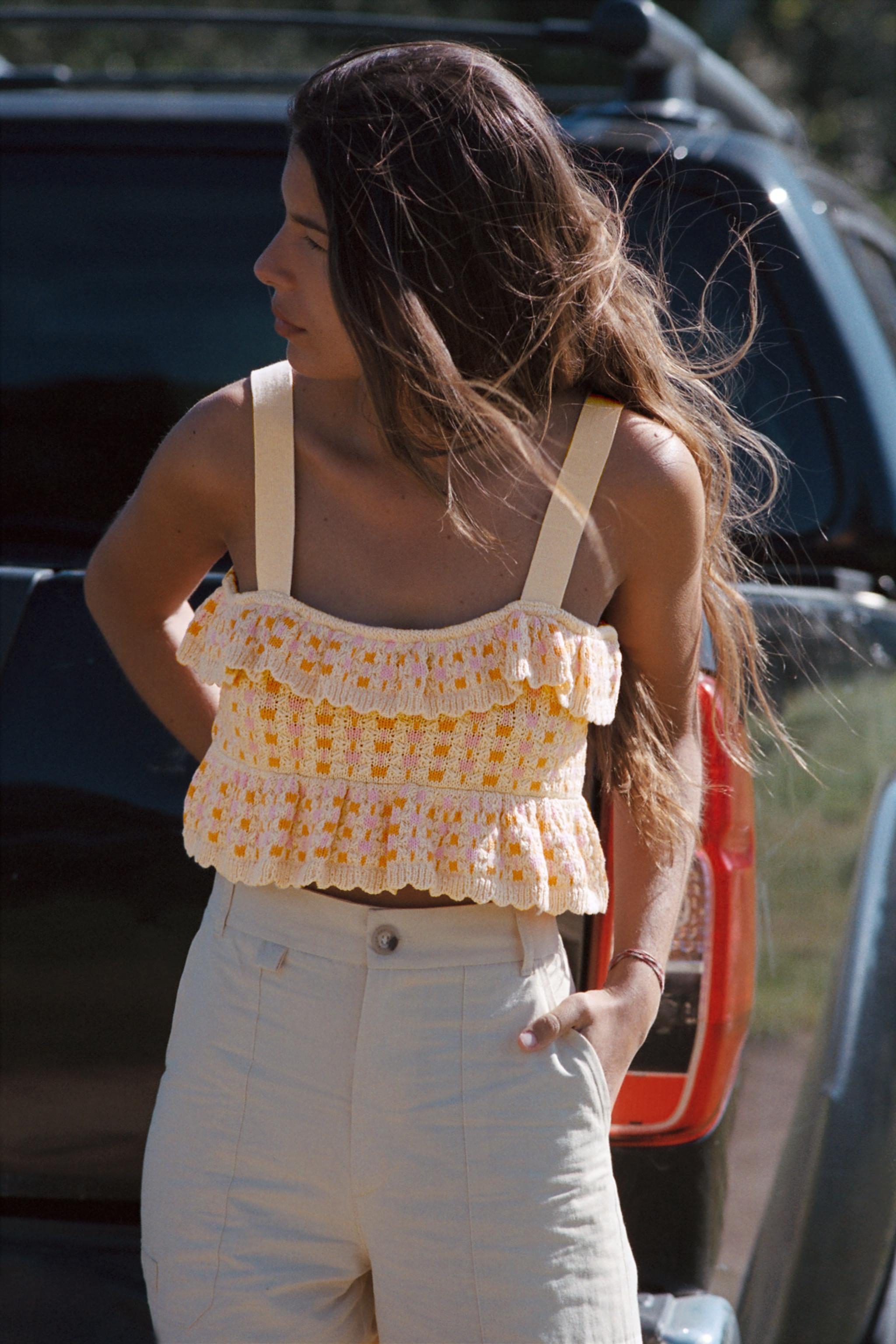 Ruffled knit top zara online